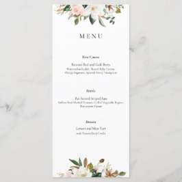 Magnolia Floral Wedding Menu Menükarte