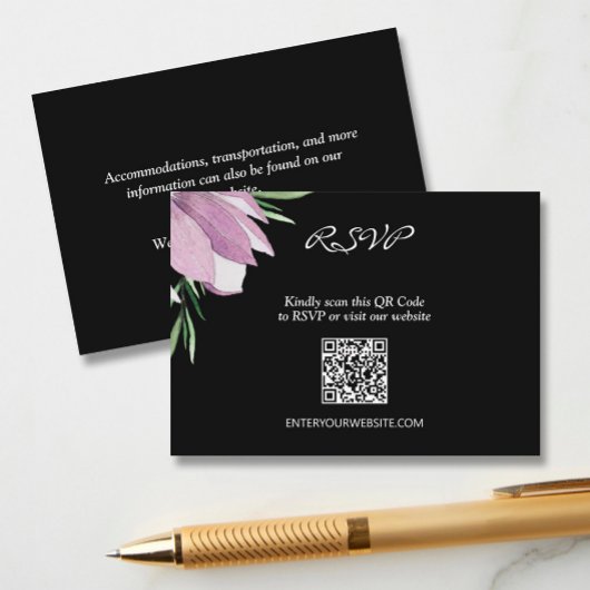 Magnolia Floral Wedding QR UAWG Begleitkarte