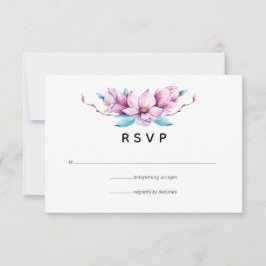 Magnolia Floral Wedding RSVP Karte