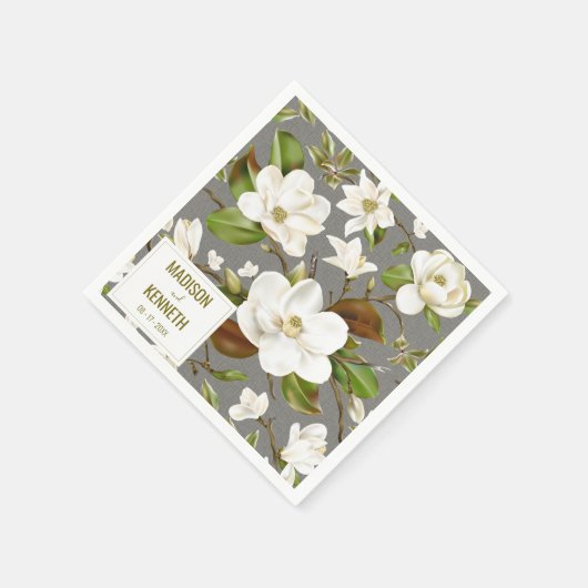 Magnolia Floral Wedding Serviette (Ecke)