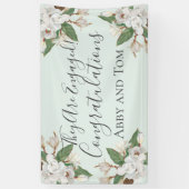 Magnolia Floral White Green Verlobung Banner (Vertikal)