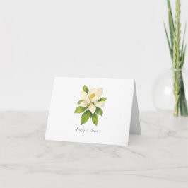 Magnolia Flower Custom Wedding Monogram  Dankeskarte