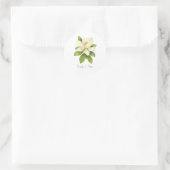 Magnolia Flower Custom Wedding Monogram  Runder Aufkleber (Tasche)
