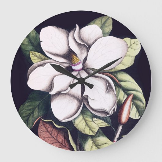 Magnolia Flower Große Wanduhr (Vorderseite)