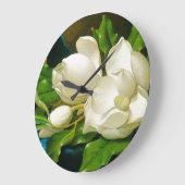 Magnolia Flowers Wall Clock Große Wanduhr (Winkel)