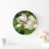 Magnolia Flowers Wall Clock Große Wanduhr (Zuhause)