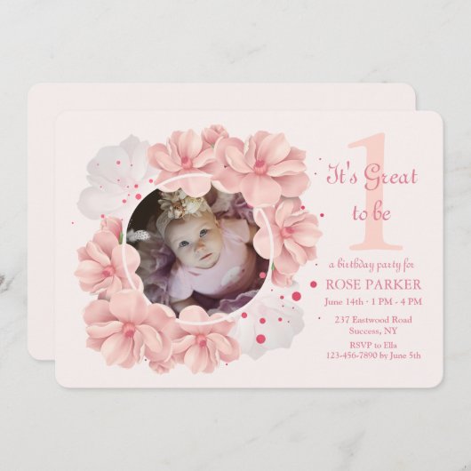 Magnolia Frame Foto Einladung (Vorne/Hinten)