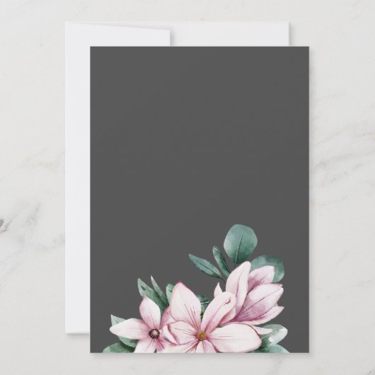 Magnolia Frame Wreath Foto Hochzeit speichern Sie  Save The Date (Rückseite)