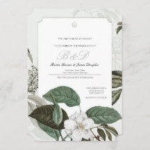 Magnolia Garden Arched Edge Wedding Einladung