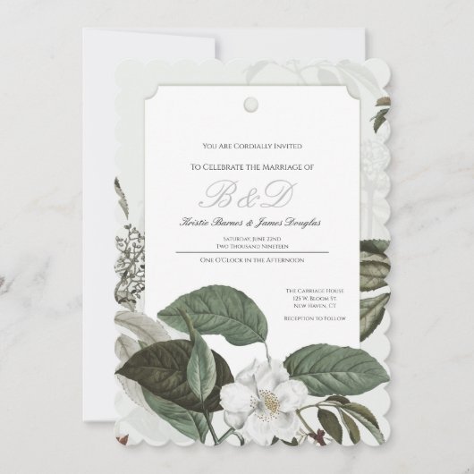 Magnolia Garden Scalloping Edge Wedding Einladung (Vorderseite)