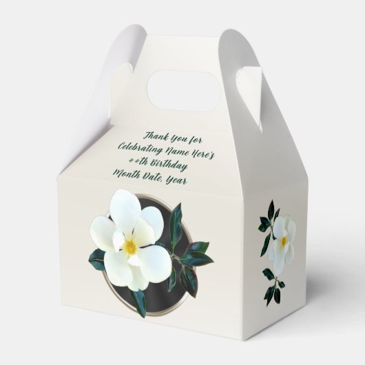 Magnolia Geburtstag Personalisierte Gefälligkeitsb Geschenkschachtel (Rückseite)