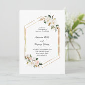 Magnolia Geometric Romance Wedding Einladung (Stehend Vorderseite)