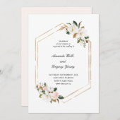 Magnolia Geometric Romance Wedding Einladung (Vorne/Hinten)