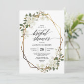 Magnolia geometrische Rahmen Brautdusche Einladung (Stehend Vorderseite)