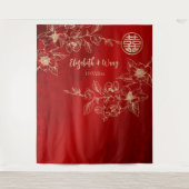 Magnolia Gold Chinesischer Hintergrund Wandteppich (Vorderseite)