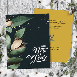 Magnolia Gold Confetti   Happy New Year Flat Feiertagskarte