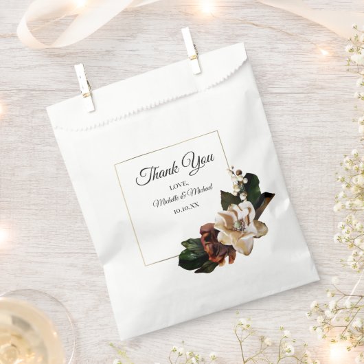 Magnolia Gold und Black Floral Vielen Dank Geschenktütchen (Ausgeschnitten)