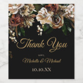 Magnolia Gold und Black Floral Vielen Dank Weinetikett (Einzelnes Label)