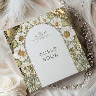 Magnolia Gold Wedding Art Nouveau Gästebuch