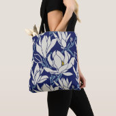 Magnolia-Grafik im Indigo-Muster Tasche (Von Nahem)