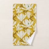 Magnolia-Grafik im Senfmuster Badhandtuch Set (Handtuch)