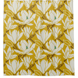 Magnolia-Grafik im Senfmuster Duschvorhang