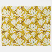 Magnolia-Grafik im Senfmuster Fleecedecke (Vorderseite (Horizontal))