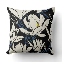 Magnolia-Grafik in beigem und schwarzem Muster