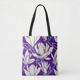 Magnolia-Grafik in violettem Muster Tasche