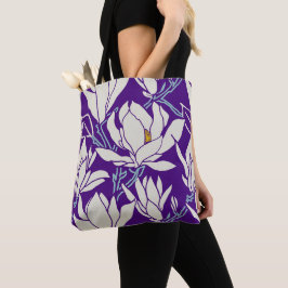 Magnolia-Grafik in violettem Muster Tasche