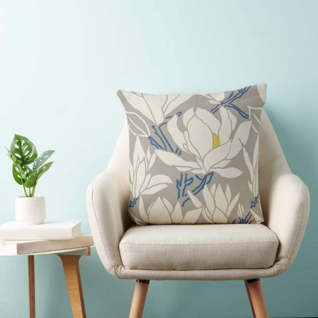 Magnolia graphic in gray pattern kissen (Stuhl )