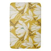 Magnolia graphic in mustard pattern badematte (Vorderseite Vertikal)