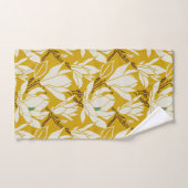 Magnolia graphic in mustard pattern badhandtuch set (Handtuch)