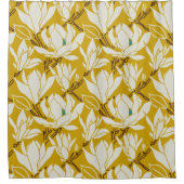 Magnolia graphic in mustard pattern duschvorhang (Vorderseite)