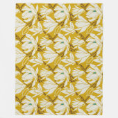 Magnolia graphic in mustard pattern fleecedecke (Vorderseite)