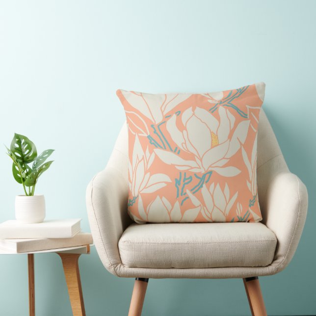 Magnolia graphic in peach pattern kissen (Stuhl )