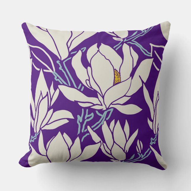 Magnolia graphic in violet pattern kissen (Vorderseite)