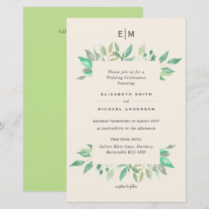Magnolia Green Silence Budget Hochzeit Einladung A