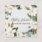 Magnolia Greenery Wreath Script Typografy Square Quadratische Visitenkarte (Vorderseite)