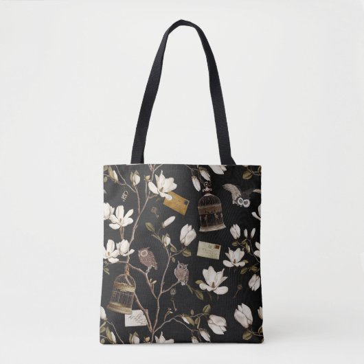 Magnolia Grove with Owls in Black Tasche (Vorderseite)