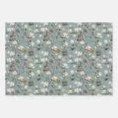 Magnolia Grove with Owls in Cream and Blue Geschenkpapier Set (Vorderseite)