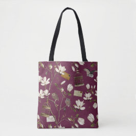 Magnolia Grove with Owls in Mulberry Red Tasche