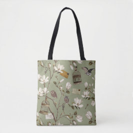 Magnolia Grove with Owls in Sage Green Tasche