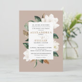 Magnolia Hochzeit Einladung | hellbraun (Stehend Vorderseite)