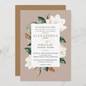 Magnolia Hochzeit Einladung | hellbraun (Vorne/Hinten)