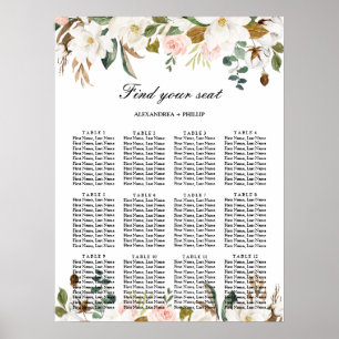 Magnolia Hochzeitsdiagramm Poster