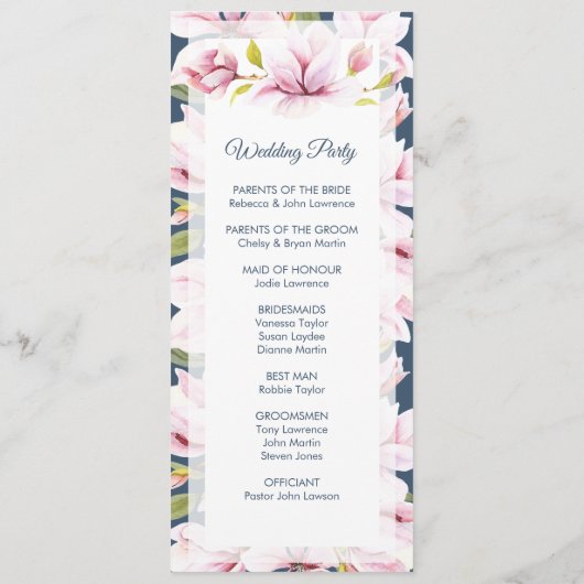 Magnolia Hochzeitsfeier Programm (Rückseite)