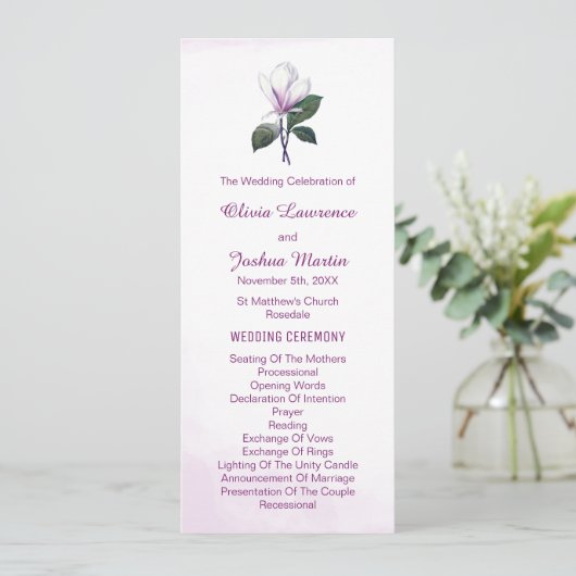 Magnolia Hochzeitsprogramme Programm (Stehend Vorderseite)