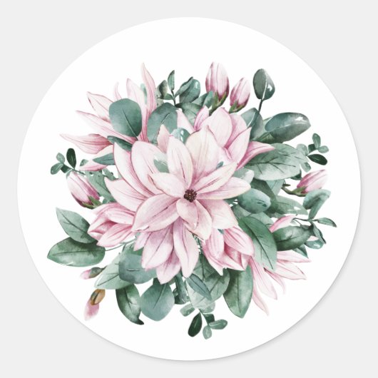 Magnolia Hochzeitsticker Verpackung transparent Runder Aufkleber (Vorderseite)
