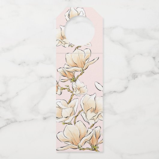 Magnolia Illustriert Bride Brautparty Flasche Ha Flaschenanhänger (Rückseite)